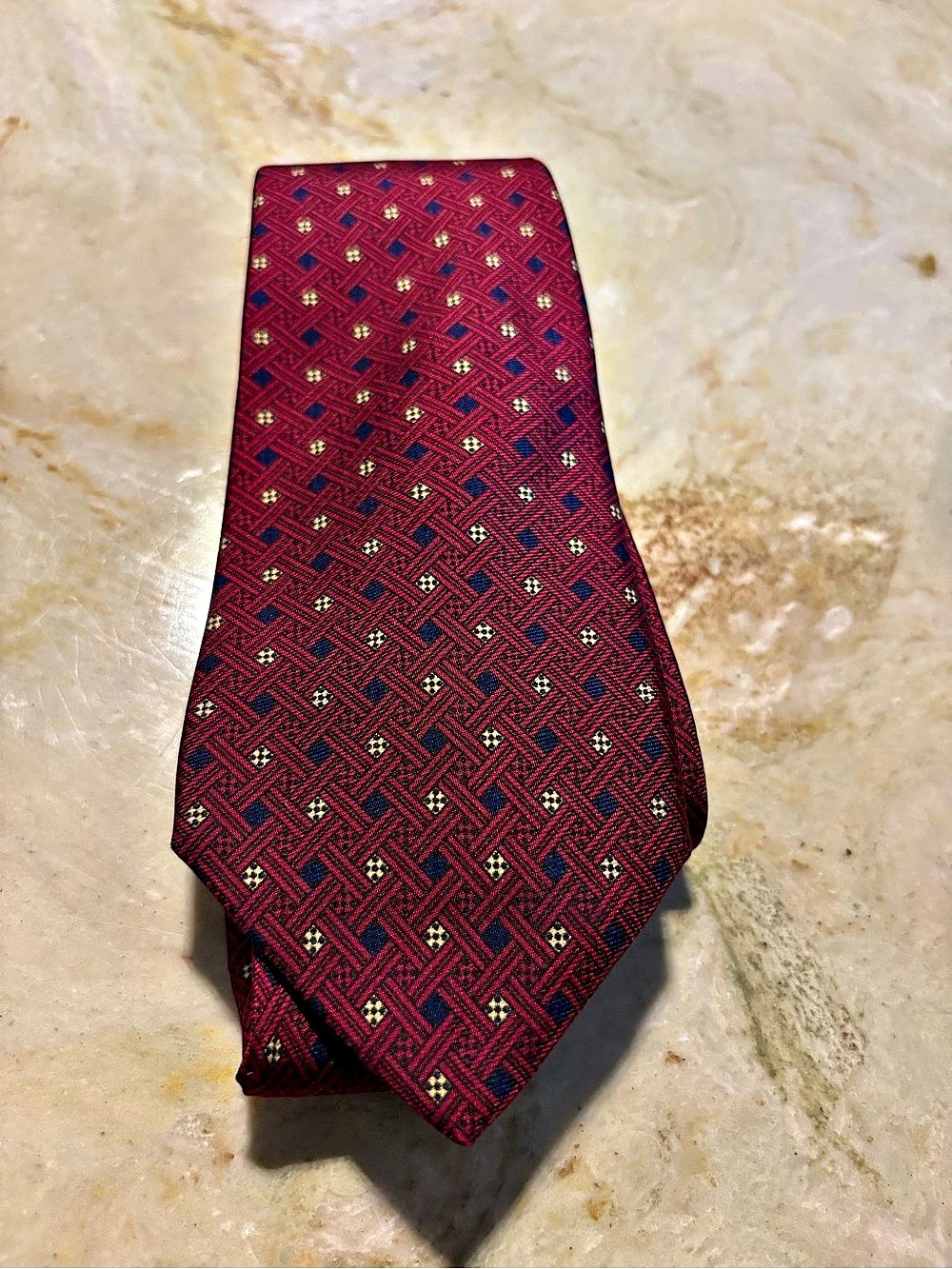 Calvin Klein Men's Geometric Pattern Tie Red & Blue